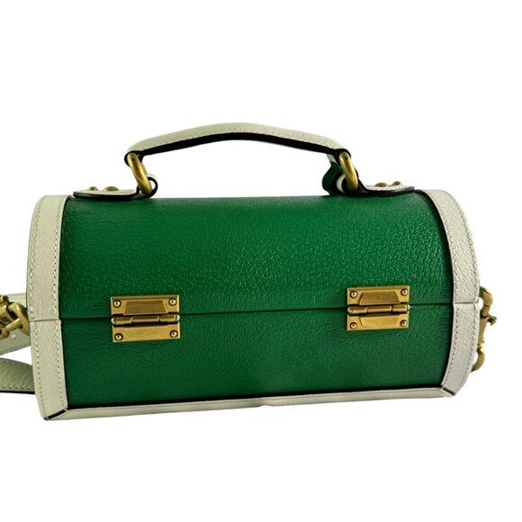 GUCCI X ADIDAS Green & White Leather Golf Balls Set Case Bag Made in Italy - Picture 12 of 16